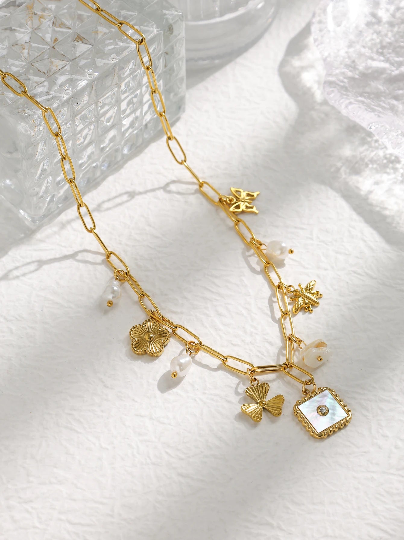 Golden Nature Charm Necklace
