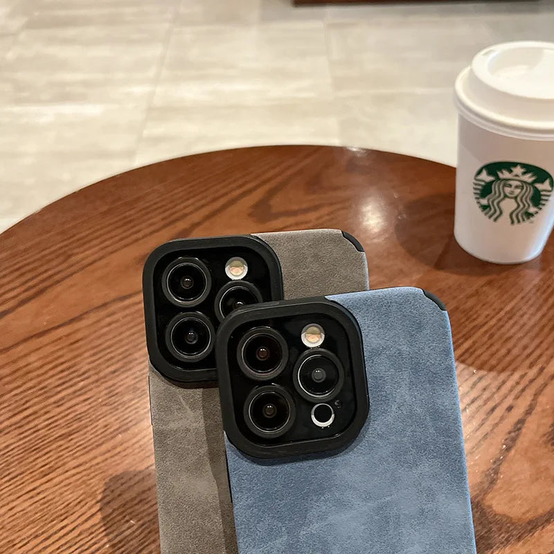 Premium Matte Leather Silicone Case for iPhone