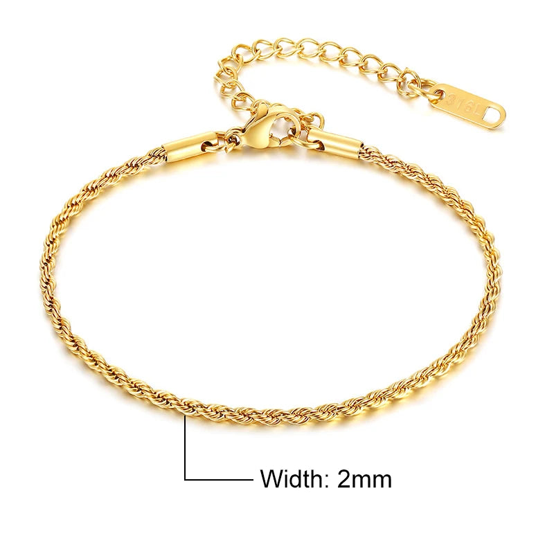 Vnox Rope Unisex Chain Bracelet