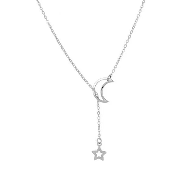 Moon & Star Charm Choker Necklace