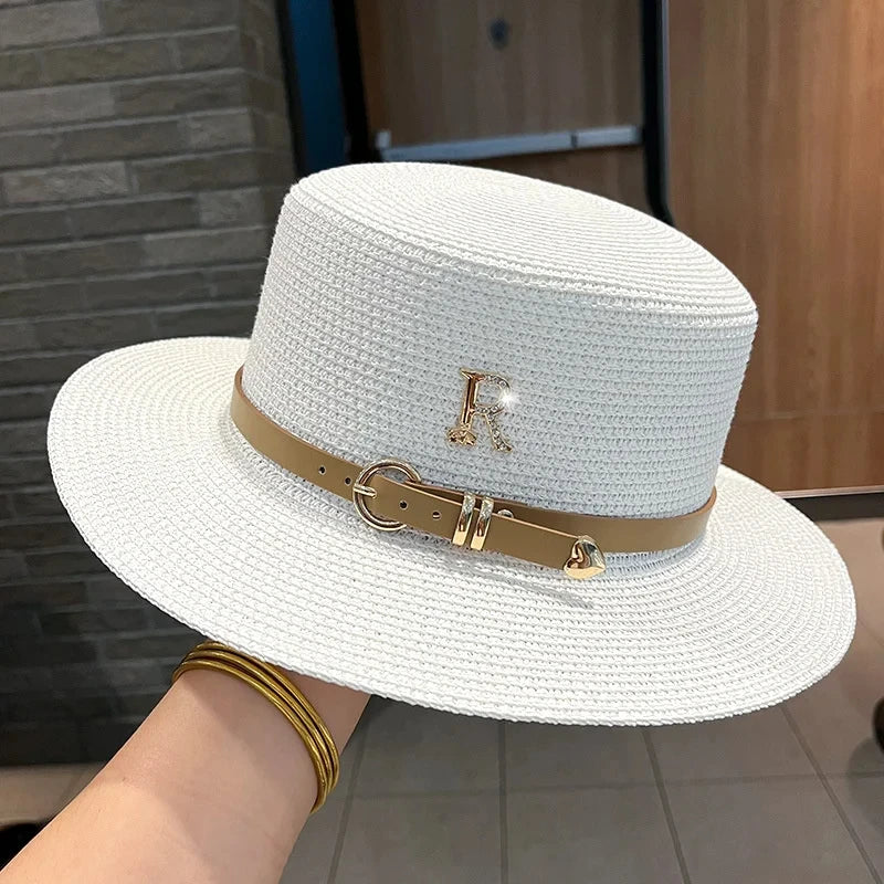 Soleil Elegance Flat Top Straw Hat