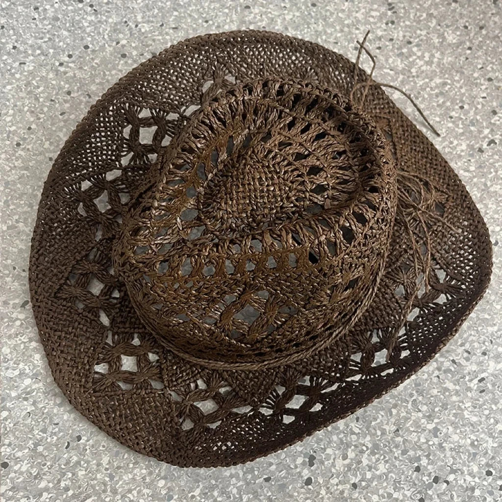 Boho Seashell Western Straw Hat