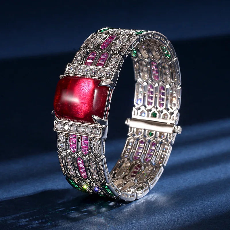 Red Stone Bangle – Model 3 | Cubic Zirconia