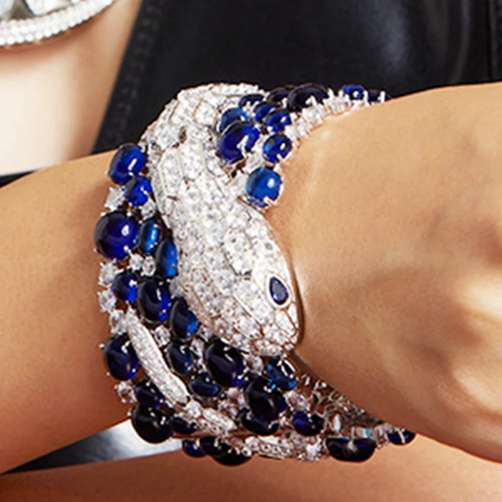 Blue Stone – Luxury Blue Crystal Cuff Bracelet | Bold Designer Jewelry