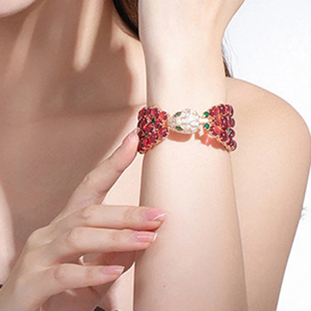 Elegant Red Gemstone Bracelet – Designer Statement Piece for Women