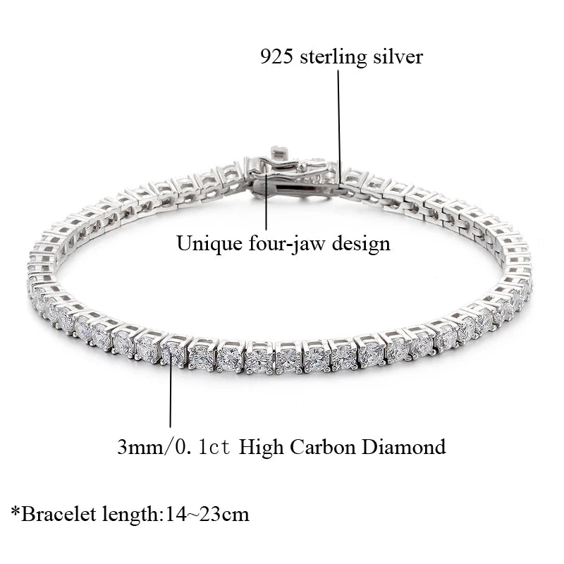 Premium - 3mm Zircon Diamond – 925 Sterling Silver Tennis Bracelet