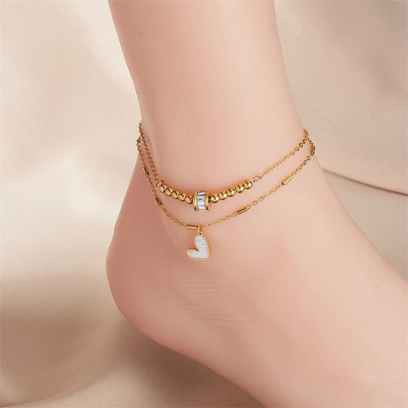316L Stainless Steel Heart Love Anklet