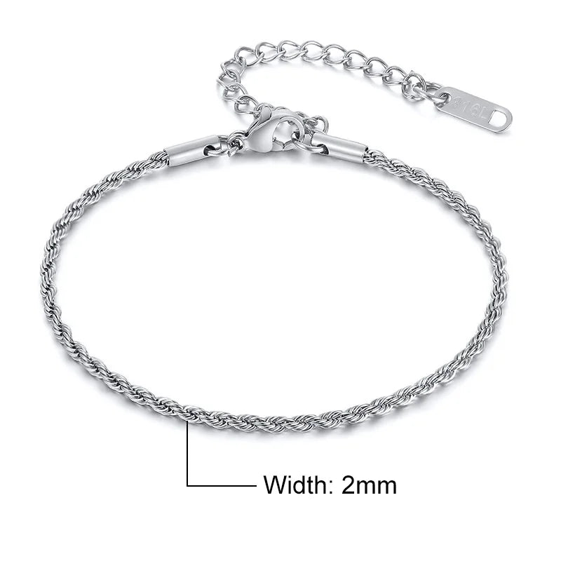Vnox Rope Unisex Chain Bracelet