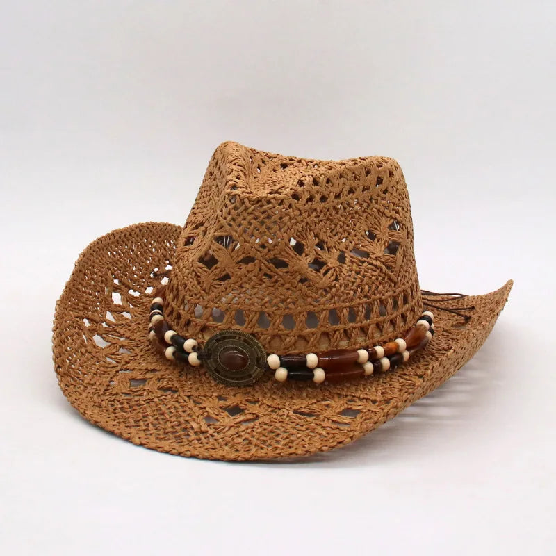 Boho Seashell Western Straw Hat