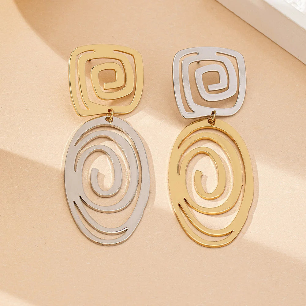 Spiral Muse Statement Earrings – Gold & Silver Duo