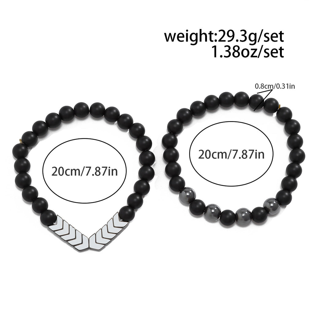 Obsidian Arrowstone Bracelet Set