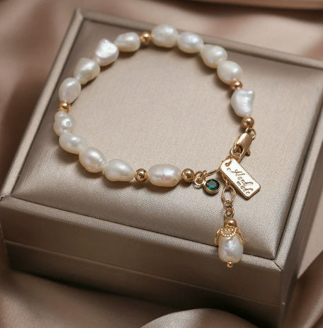 Natural Zircon Pearl Bracelet – Elegant INS-Inspired Luxury Jewelry