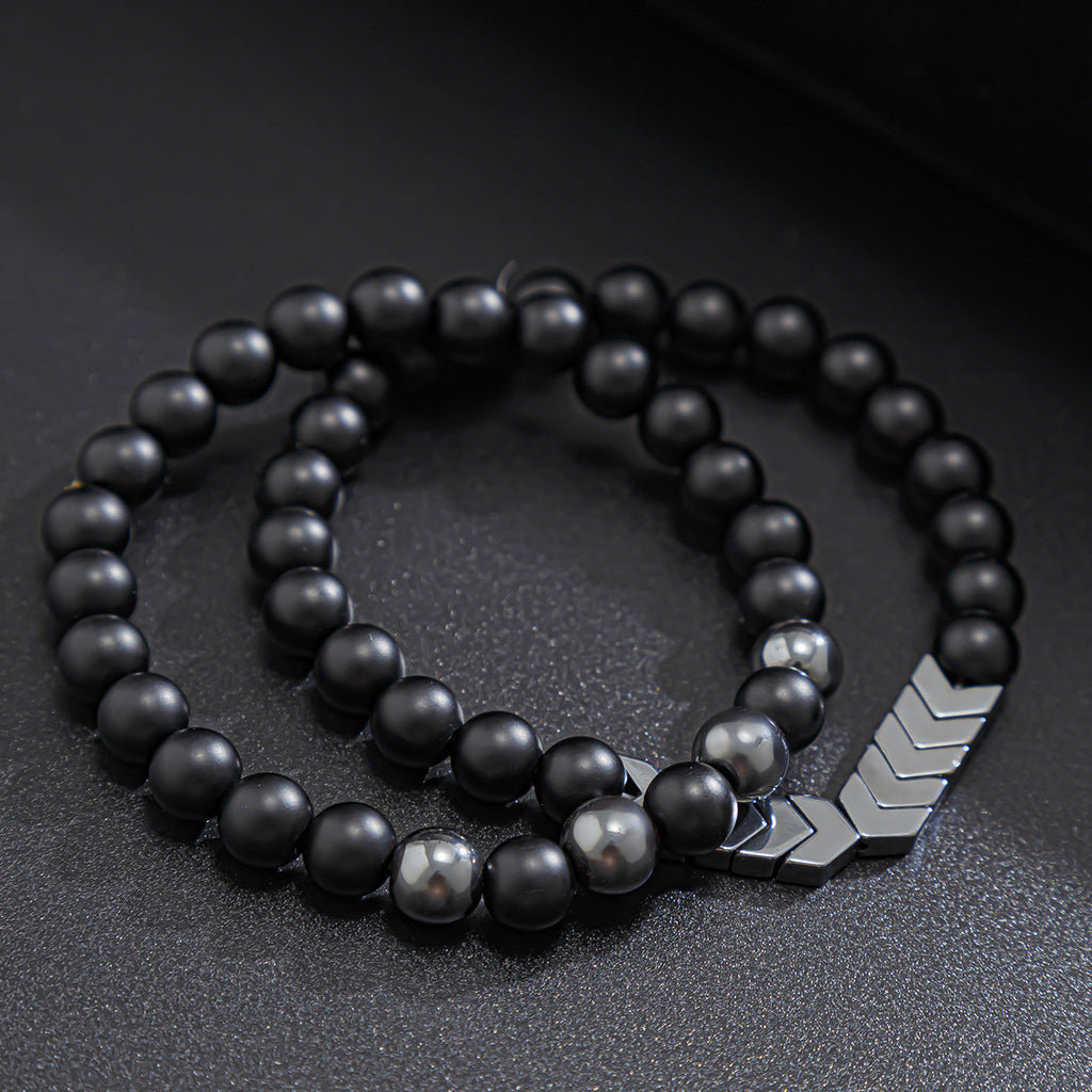 Obsidian Arrowstone Bracelet Set