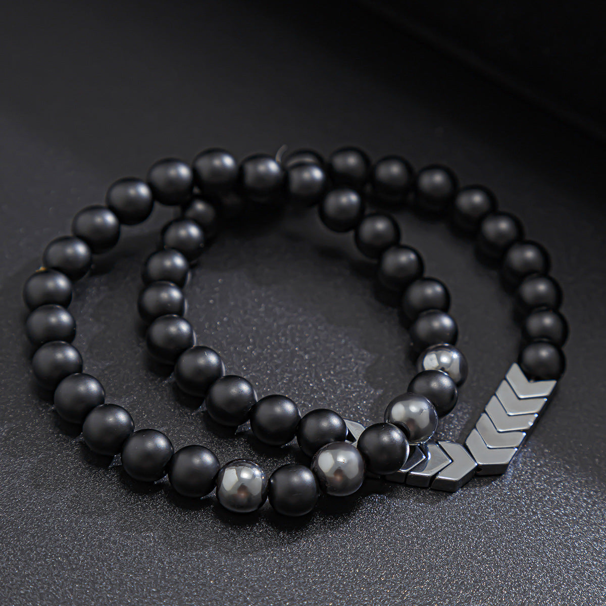 Obsidian Arrowstone Bracelet Set