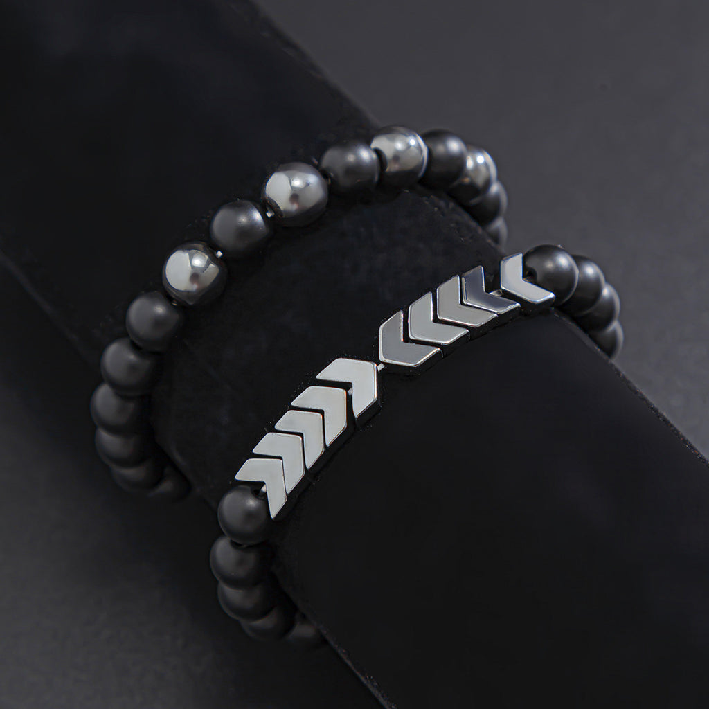 Obsidian Arrowstone Bracelet Set