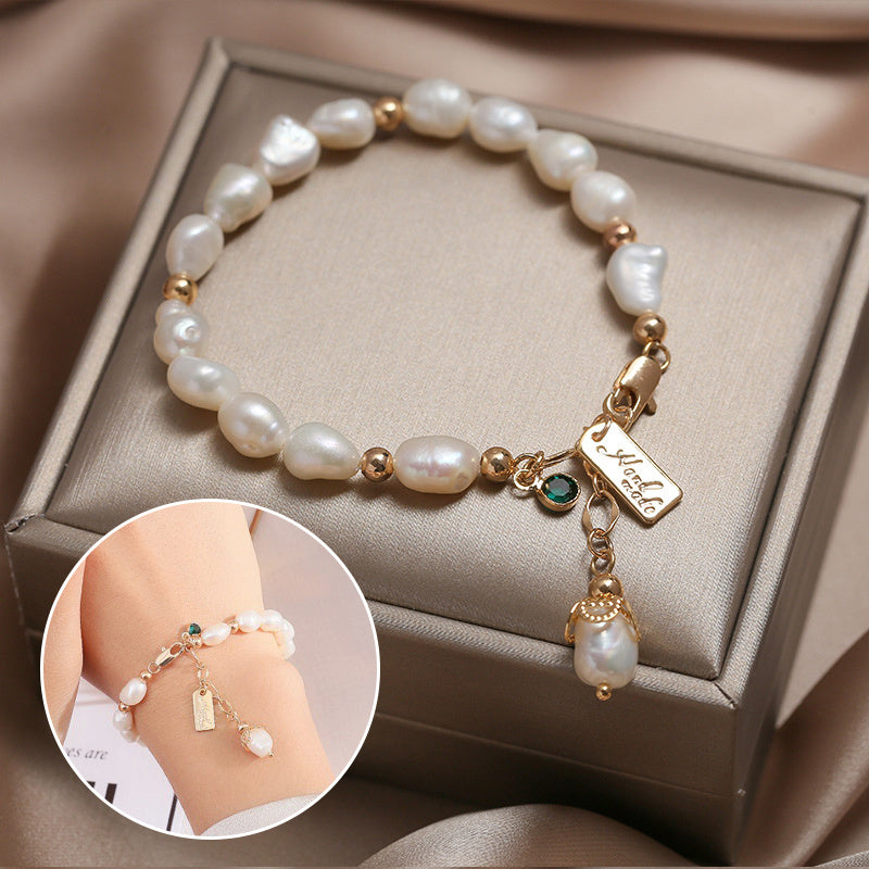 Natural Zircon Pearl Bracelet – Elegant INS-Inspired Luxury Jewelry