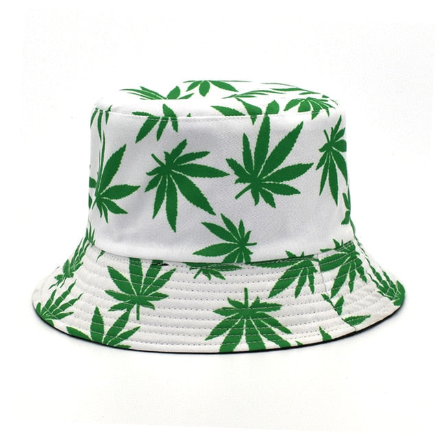 Panama Women Reversible Bucket Hats Leaf Printed Hip Hop Sun Hat Men Cotton Casual Fisherman Hats Caps-2