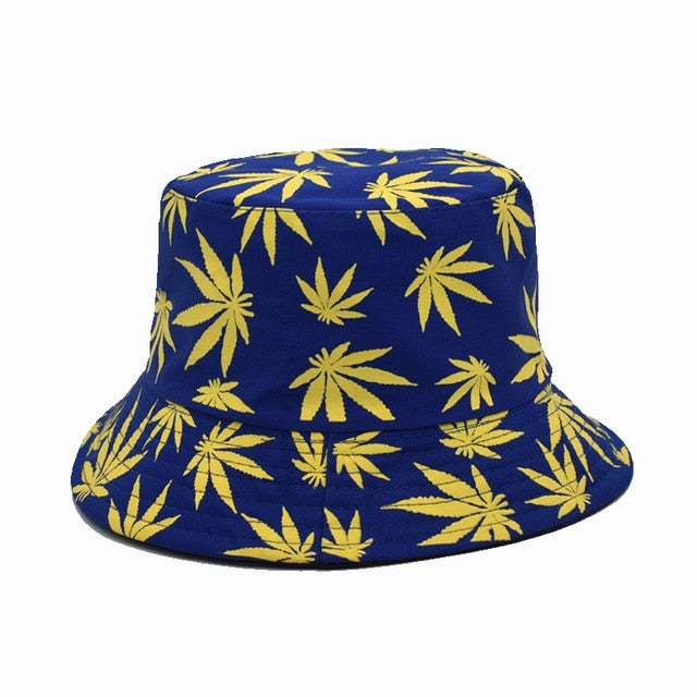 Panama Women Reversible Bucket Hats Leaf Printed Hip Hop Sun Hat Men Cotton Casual Fisherman Hats Caps-3