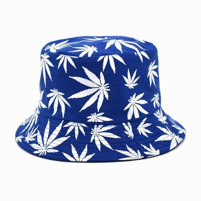 Panama Women Reversible Bucket Hats Leaf Printed Hip Hop Sun Hat Men Cotton Casual Fisherman Hats Caps-4